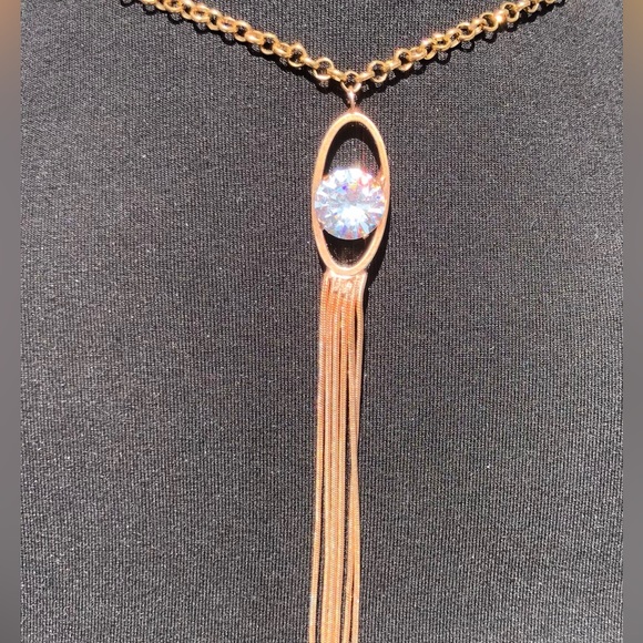 ✔️SOLD✔️copper tasseled pendant w/ brilliant huge moissanite stone - Picture 4 of 14